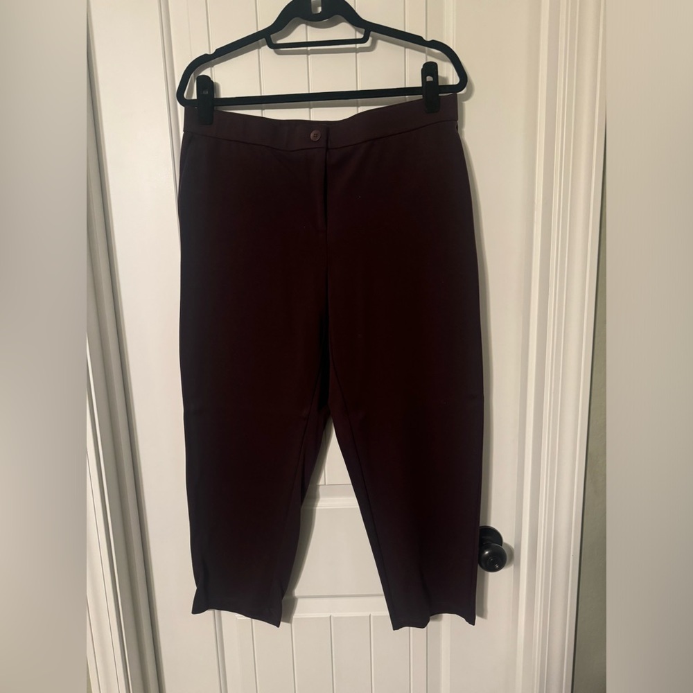 Eileen Fisher size large 3/4 pants- burgundy color